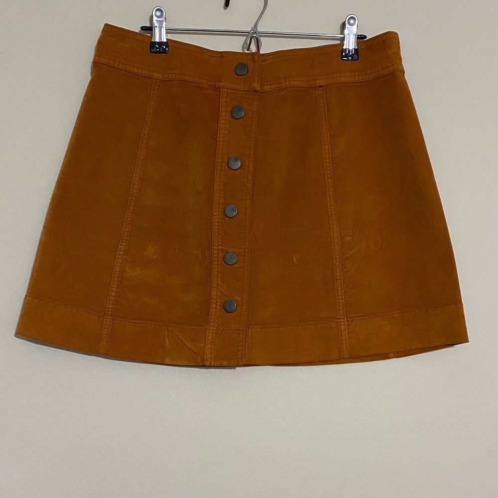 Madewell Velveteen A-Line Mini Skirt women Button-Front 6 Casual orange fall Y2K - Picture 2 of 9